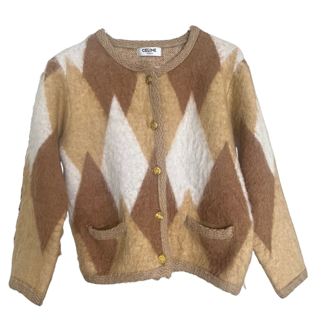 Celine 2022 Women’s Tan and White Geometric Jacket